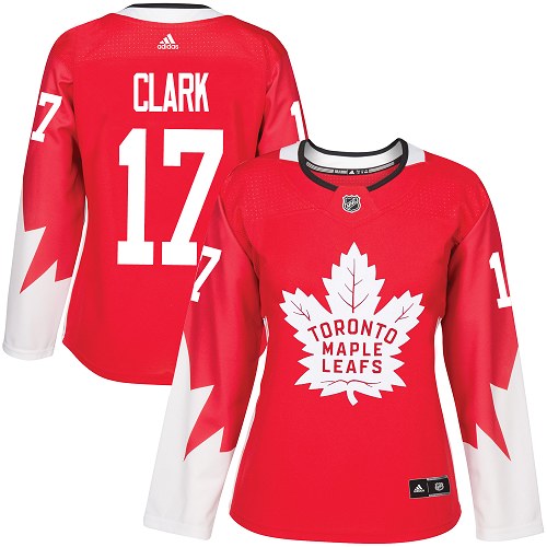 Adidas Maple Leafs #17 Wendel Clark Red Team Canada Authentic Women's Stitched NHL Jersey - Click Image to Close